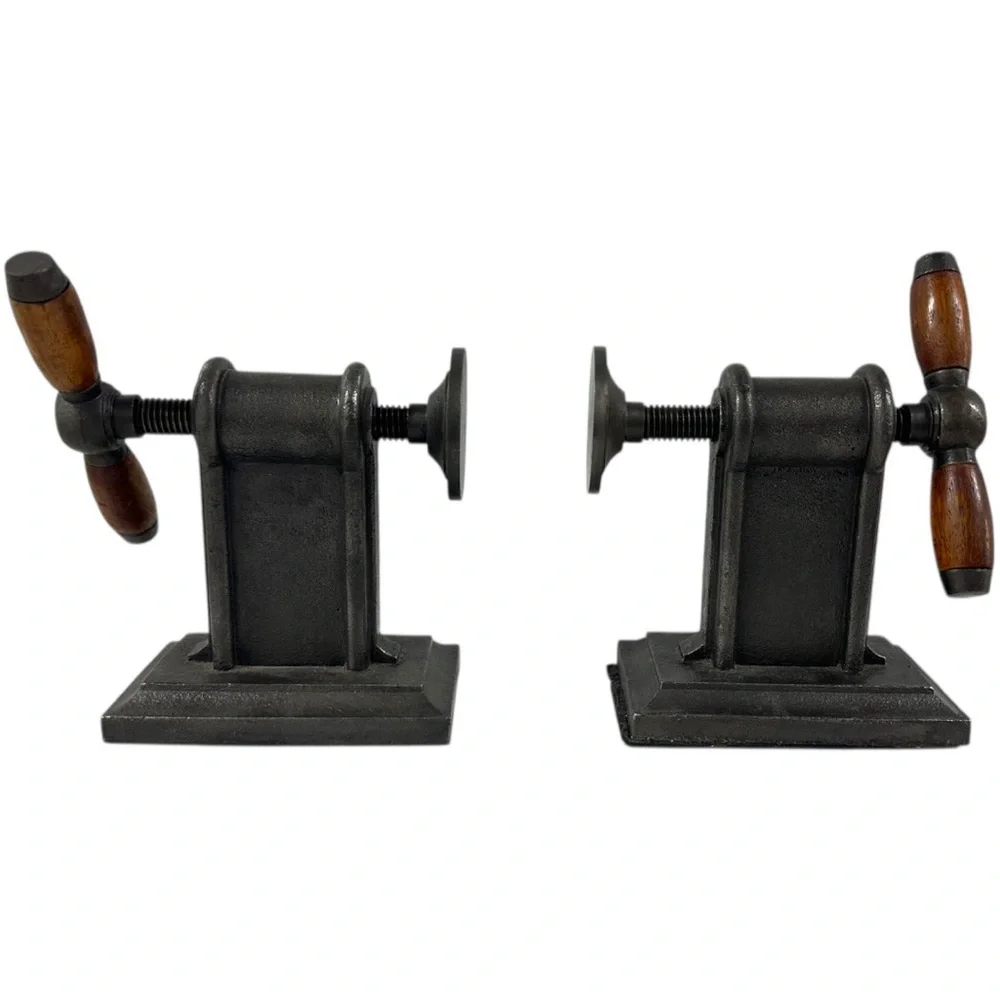 Restoration Hardware Pair Of Cast Iron Vise Screws Industrial Bookends